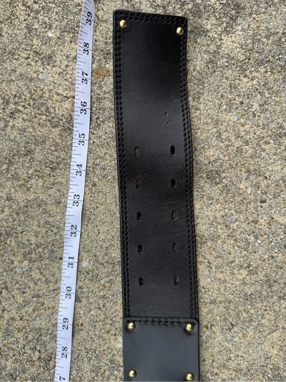Linea Pelle Wide Dark Brown Leather Belt with Gold-Tone Hardware L 30-34” Y2K